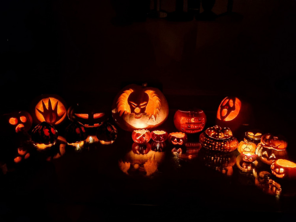 Alissa from Crewe, created 18 pumpkins - including an I.T clown, Scream mask, spooky hand and a Pac man level