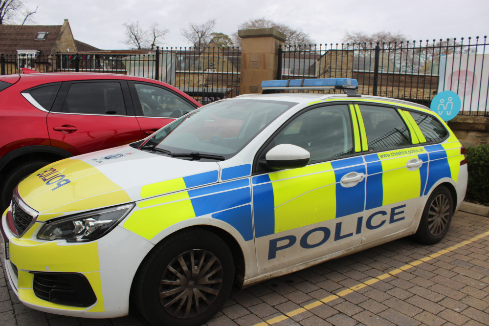 A police car pictured in Macclesfield last week. (Image - Alexander Greensmith / Macclesfield Nub News)