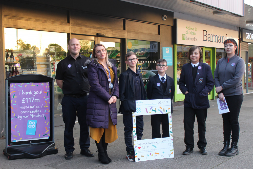 The Friends of Macclesfield Academy were one local cause to receive a donation from Macclesfield's Thornton Square - and Ivymeade - Co-op. They'll spend the money to improve reading rates at the school. (Image - Alexander Greensmith / Macclesfield Nub News)