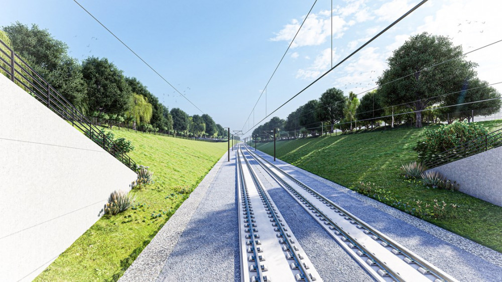 The proposed cutting would be up to 11 metres deep and 750 metres long (image via HS2)