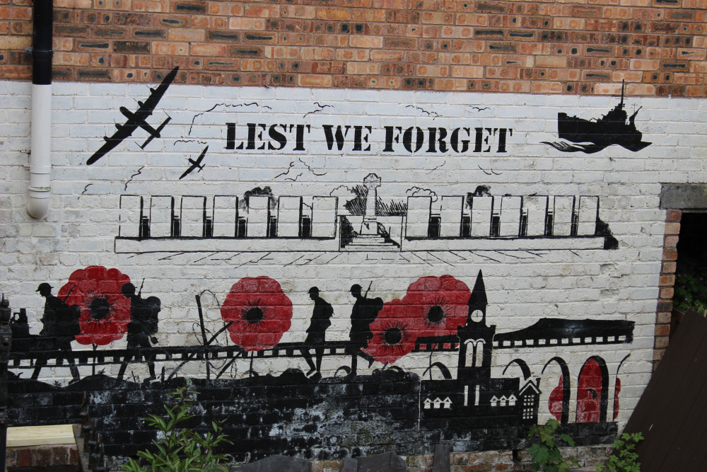 The Remembrance mural round the back of the Prince of Wales Congleton. (Image - Alexander Greensmith / Congleton Nub News)