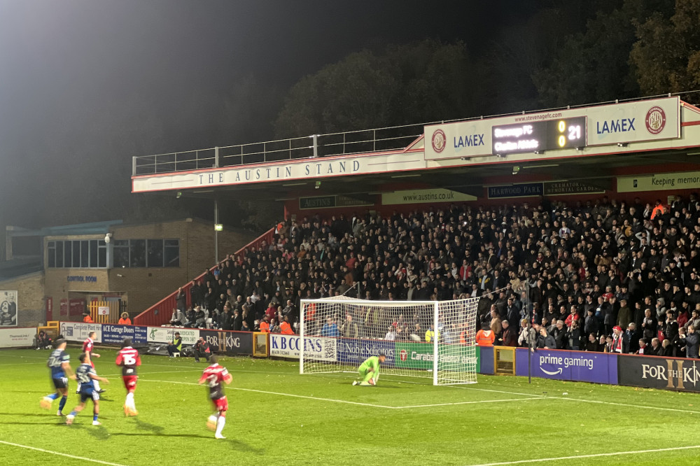 League Cup: Stevenage 1-1 Charlton Athletic (4-5 on pens). Luke Norris slots home his 21st minute penalty to put Boro ahead. CREDIT: @laythy29 League Cup: Stevenage 1-1 Charlton Athletic (4-5 on pens). Luke Norris slots home his 21st minute penalty to put Boro ahead. CREDIT: @laythy29