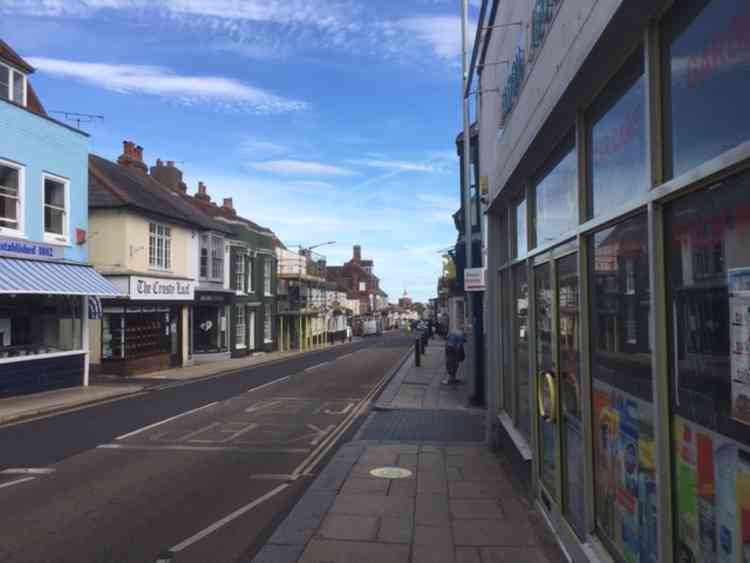 High Street, Maldon, stretches off into the distance