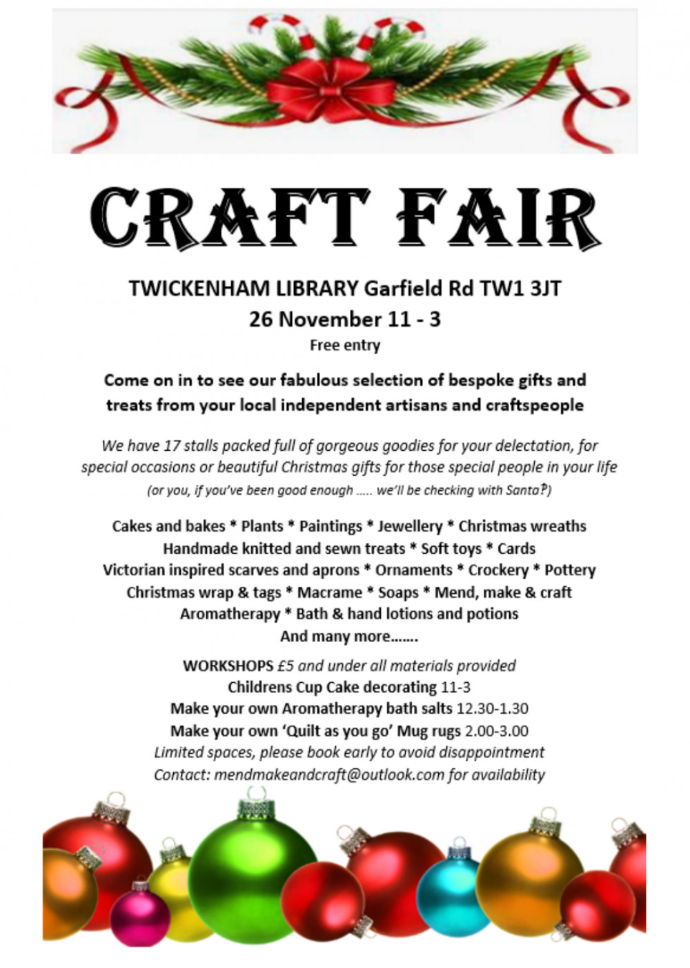 We've been busy working away like Santa's elves two make sure we have plenty of beautiful goodies to offer you, and our workshops are filling fast.... So all we need, is you, hope you can make it!