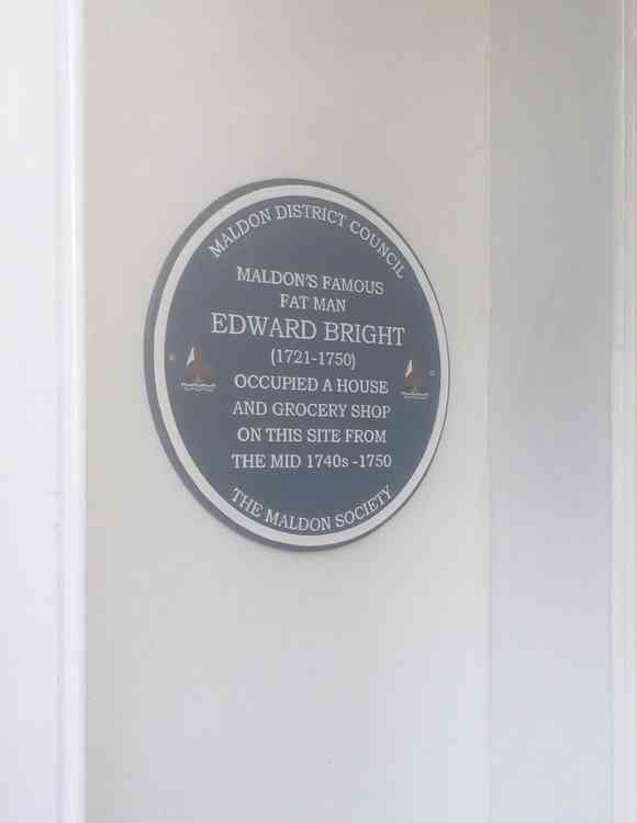 The more recent 'Edward Bright' blue plaque in the Maldon High Street