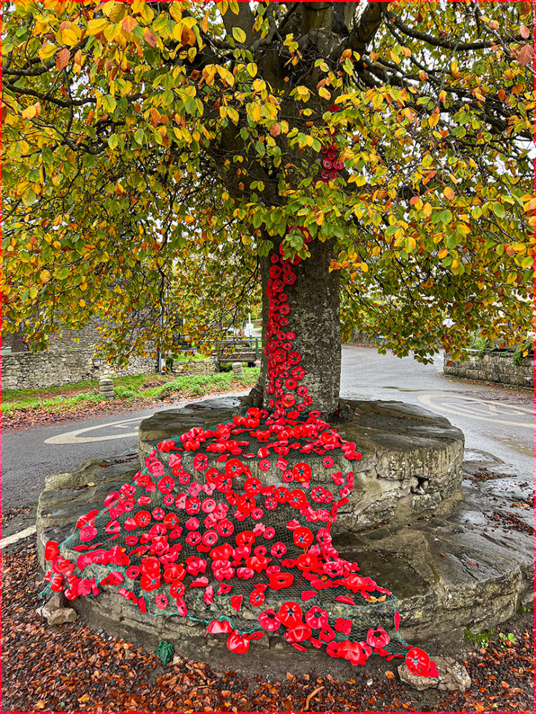 The tree was decorated by a local artist and resident