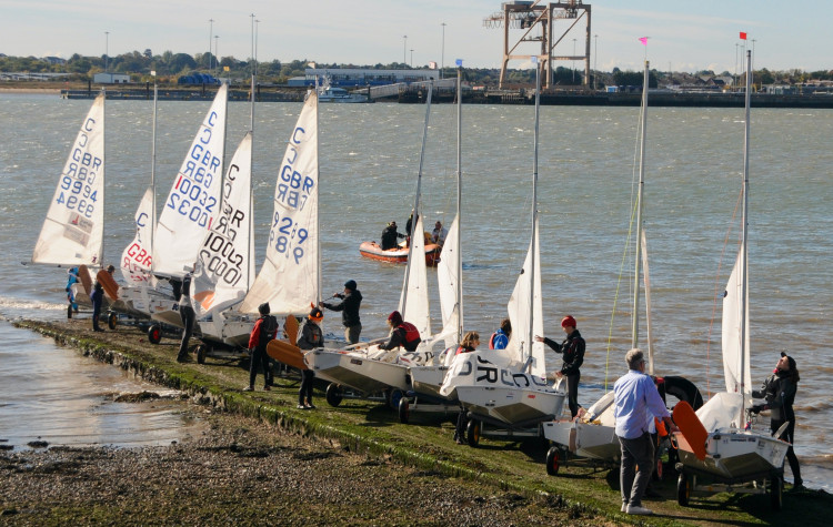 GB Cadet yachts launching from Shotley slipway (©NubNews)