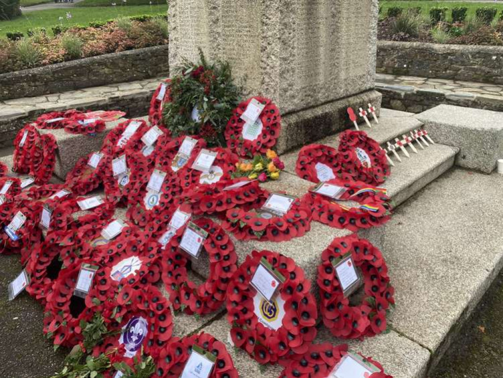 Wreaths laid at the war memorial 2021. 