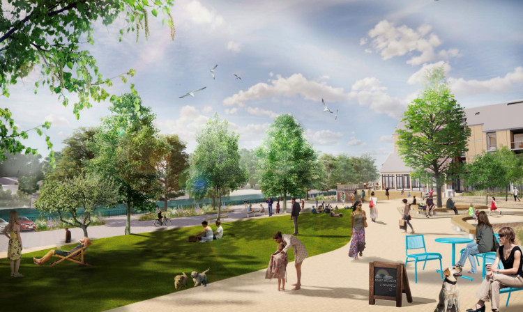 View across proposed gardens and public events space. Image from Hopkins Architects