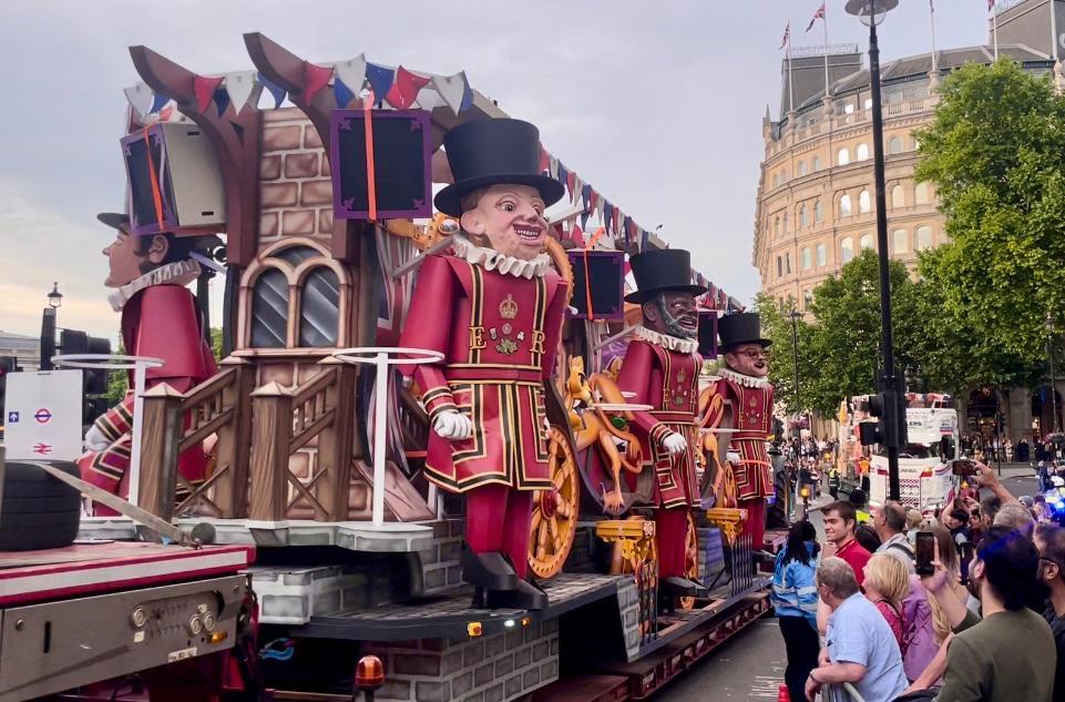 The Bridgwater Carnival Jubilee cart in Trafalgar Square