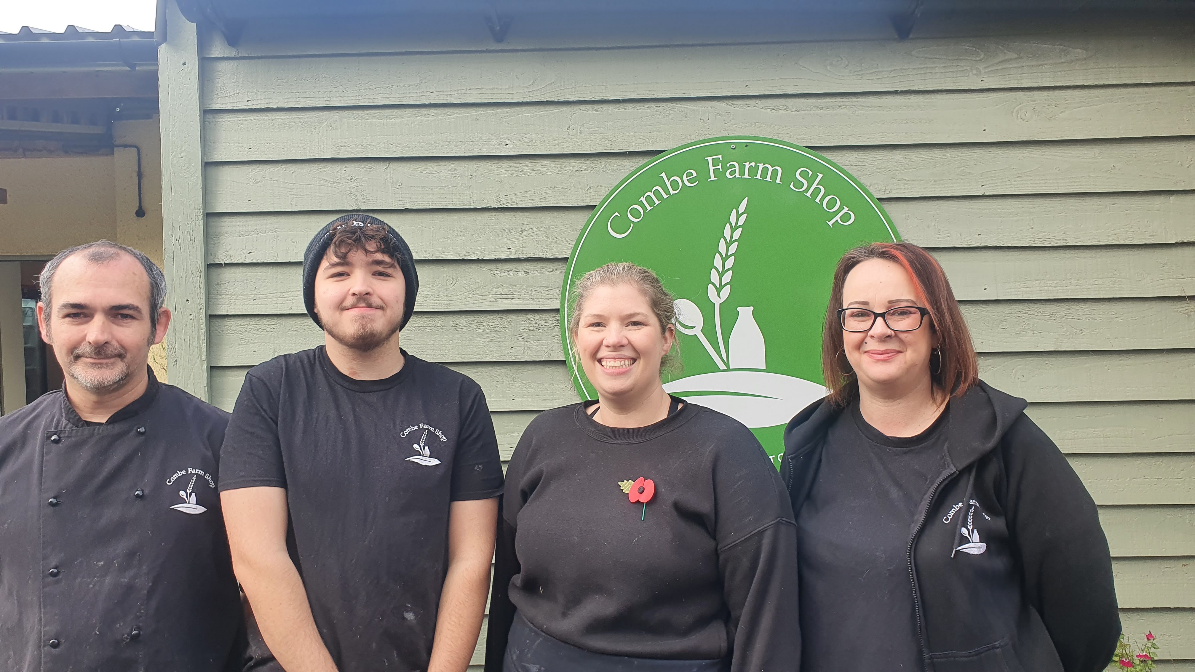 The team behind the Combe Farm Shop (L-R: Simon, Corey, Joanna and Sam)