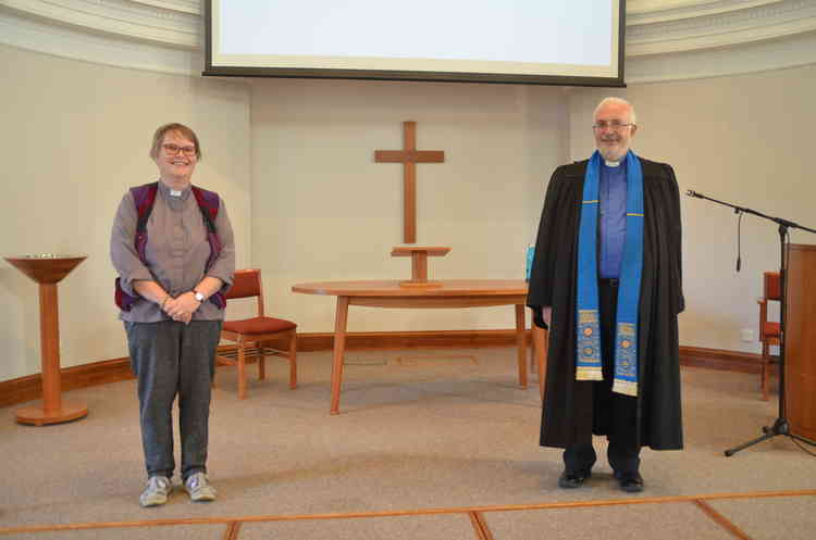 Rev Anne Sanderson with Rev Paul Whittle, Moderator of the Eastern Synod of the URC, at the service on Saturday.