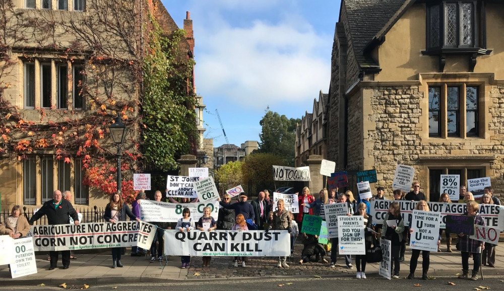 More than 100 residents joined Matt Western MP to protest outside the college (image supplied)