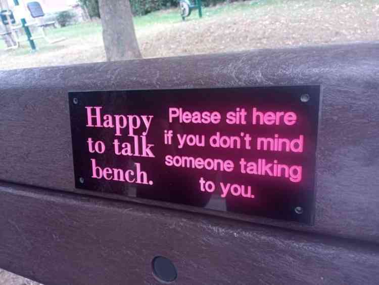 The new "happy to talk" bench