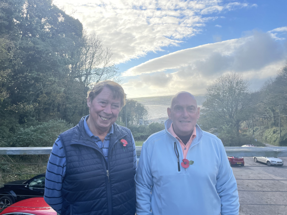 Pictured by Alex Taylor, John Ashbolt (left) and captain David Lacey, proudly wearing their Poppies, after taking part in the commemoration of Armistice Day on the course.