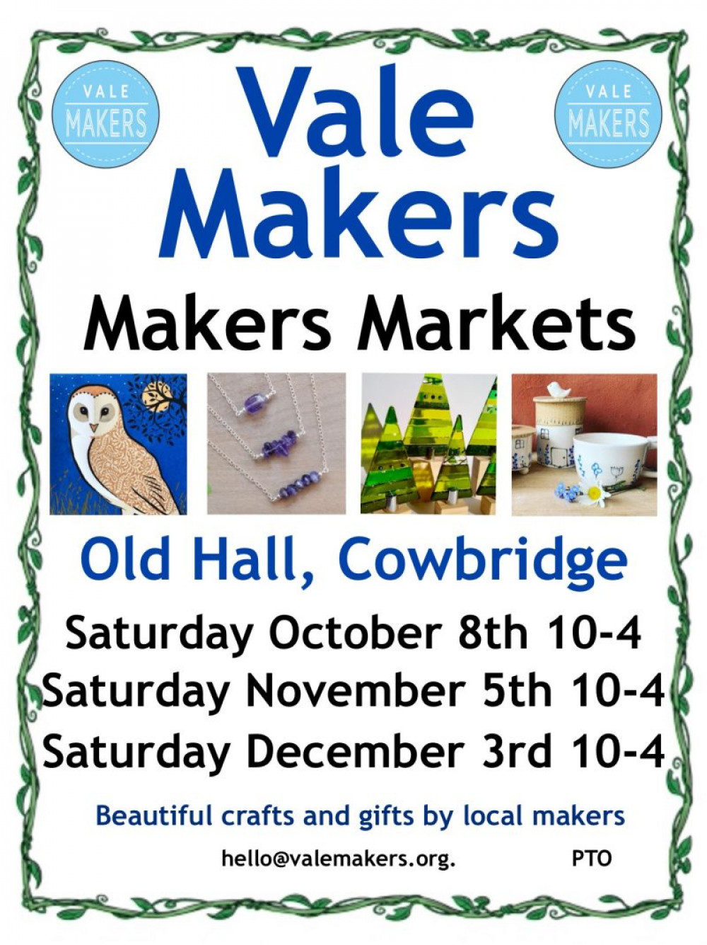 Vale Makers Christmas Market will be held on Saturday, December 3rd