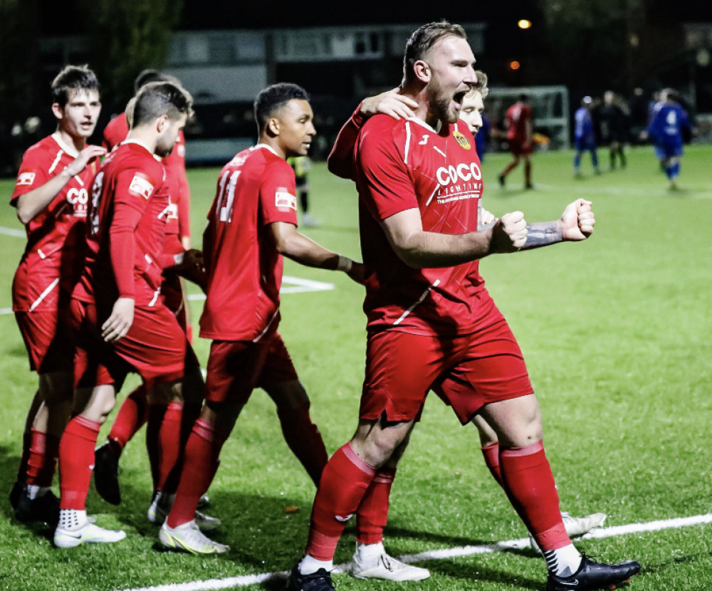 Darren Phillips celebrates his goal. Picture by Alan Edmonds. 