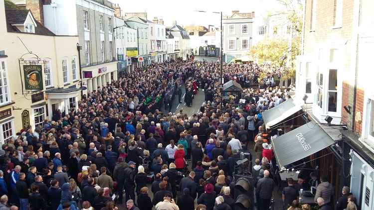 2018 crowds on Remembrance Sunday at Maldon's Moot Hall