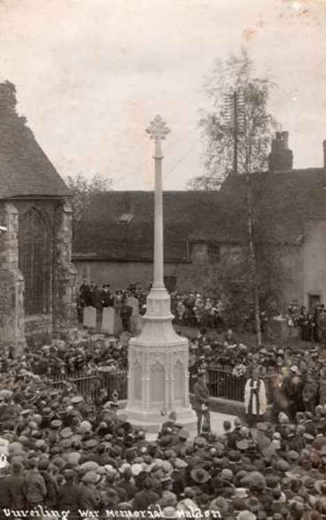 The dedication of Maldon's war memorial in 1921