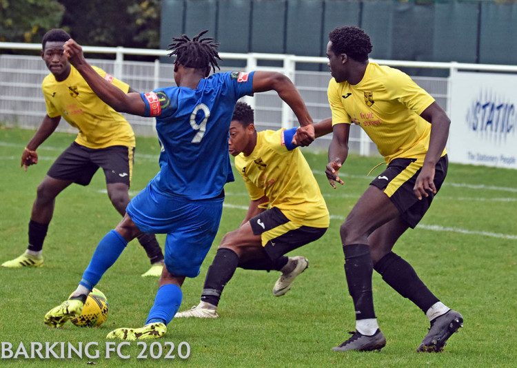 Jonathan Hippolyte's seventh and eighth goals of the season earns Hanworth Villa a draw against Westfield FC. Photo: Terry Gilbert.