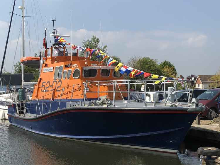 The lifeboat at its temporary home in Heybridge Basin