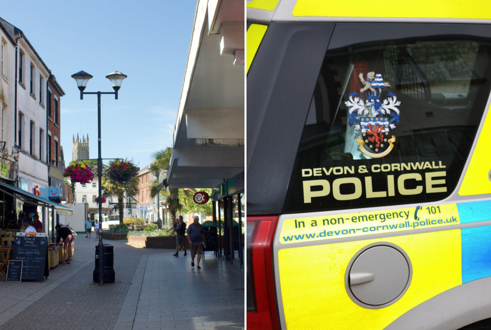 L: Magnolia Centre, Exmouth (Nub News/ Will Goddard). R: Devon and Cornwall Police vehicle