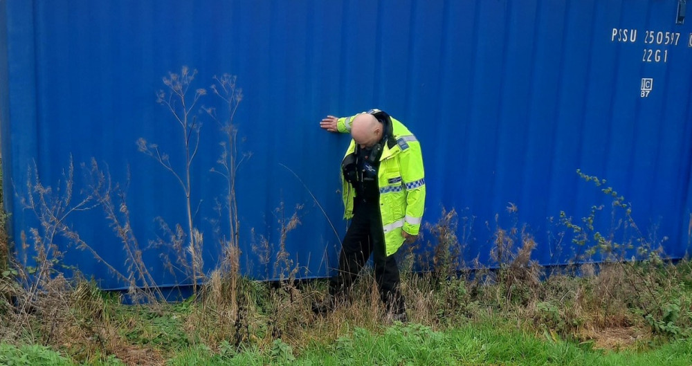 PCSO Richard Riley searching for blades in Shepton Mallet