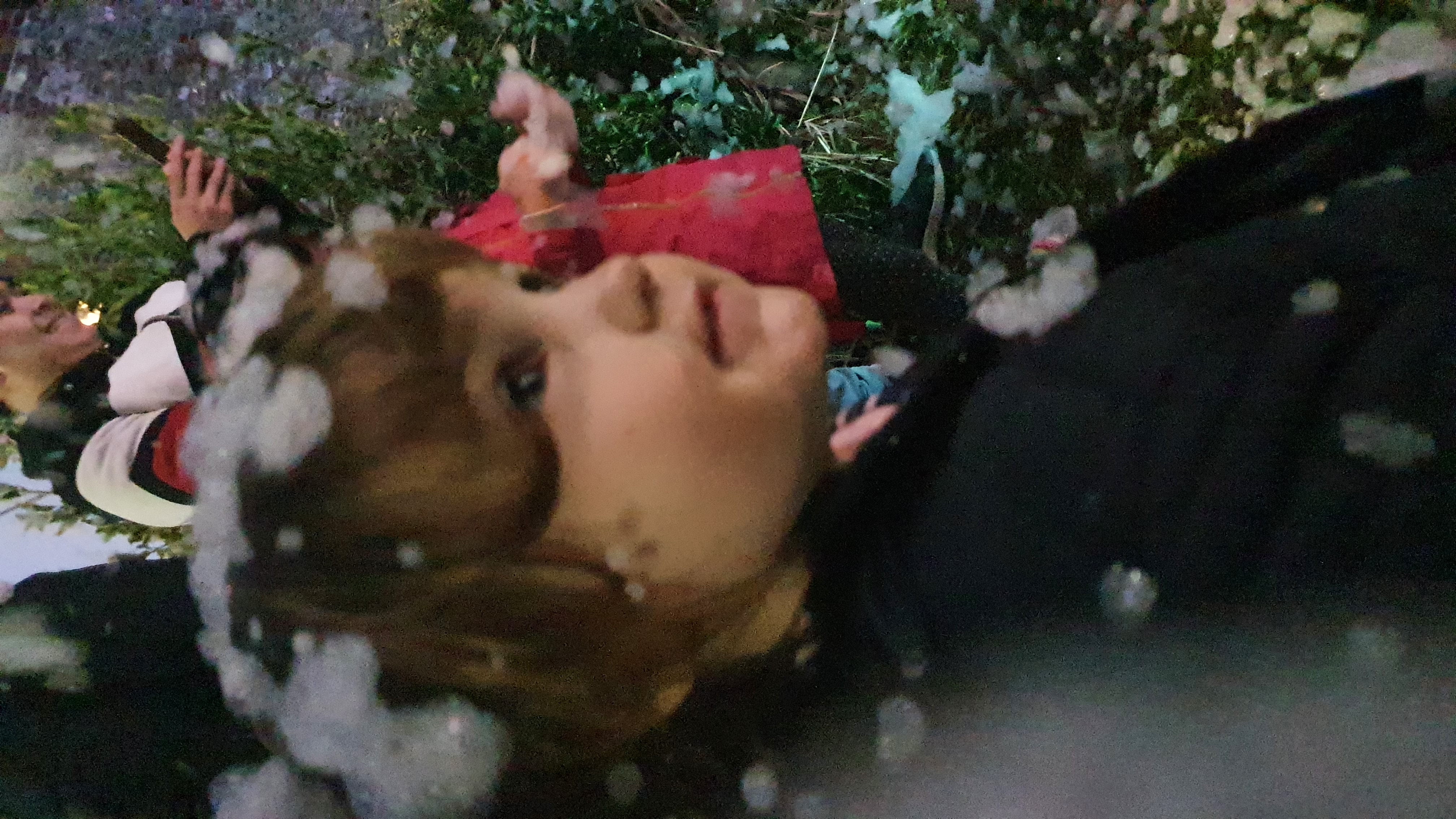 Children enjoying the snow machine 