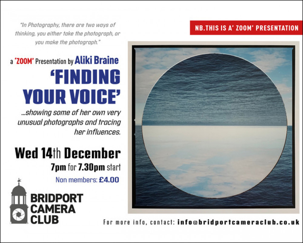 Bridport Camera Club presents ‘Finding your Voice’, an online talk by Aliki Braine