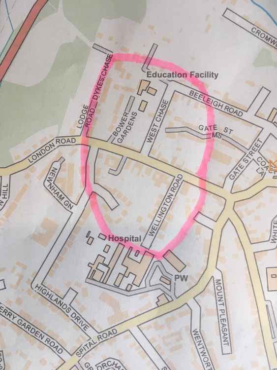 Map showing the approximate line of the burh