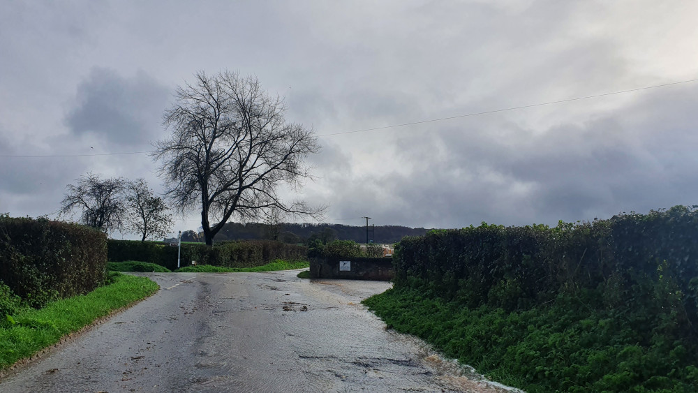 Several roads have flooded near Honiton 