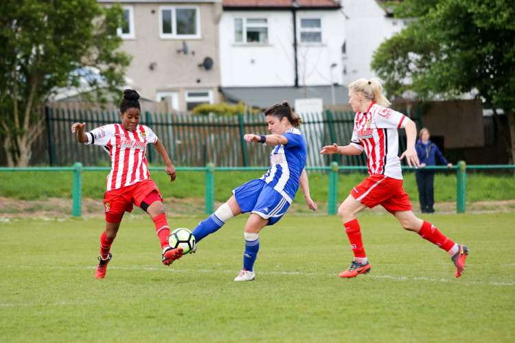 Demi Edwards and Kirsty Matthews both scored fine goals to see the Bees into the next round. Photo: Katie Chan.
