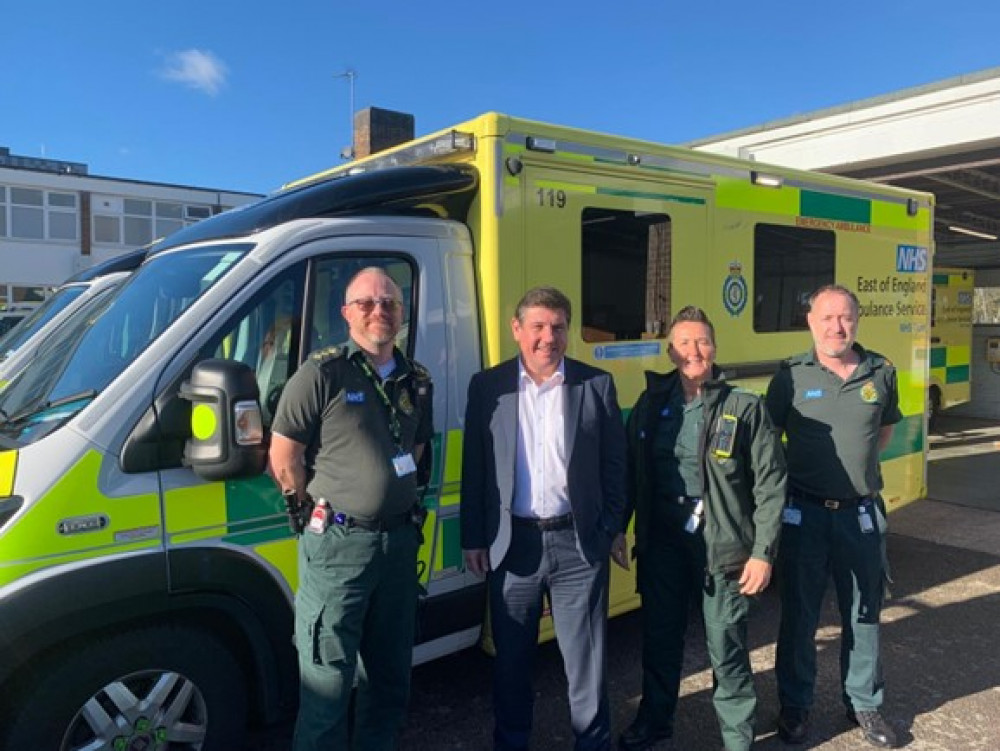 Stephen Metcalfe with one of the ambulance crews. 