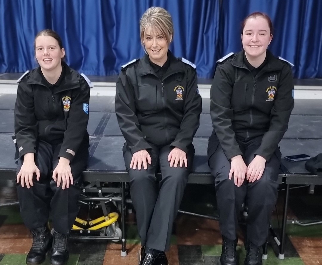 (L-R): Cadet Lexie Glover, Staff Sue Kelly, Cadet Els Summers (Credit: Sue Broom) 