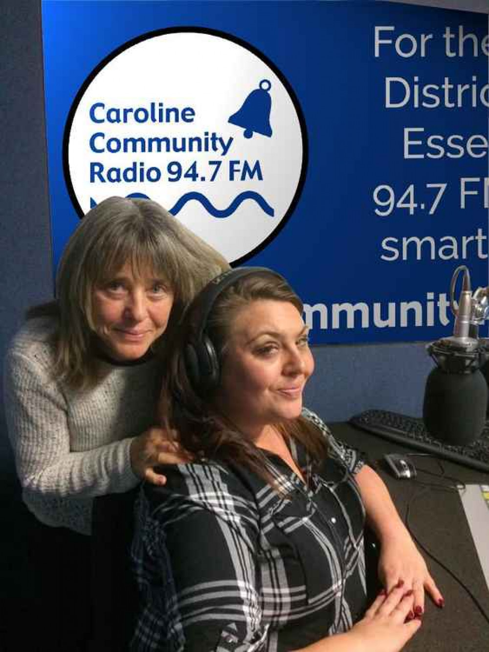 Ready to broadcast on Caroline Community Radio 94.7 FM! Friday evening presenter Laura Tuckey with her mother, rock star Suzi Quatro
