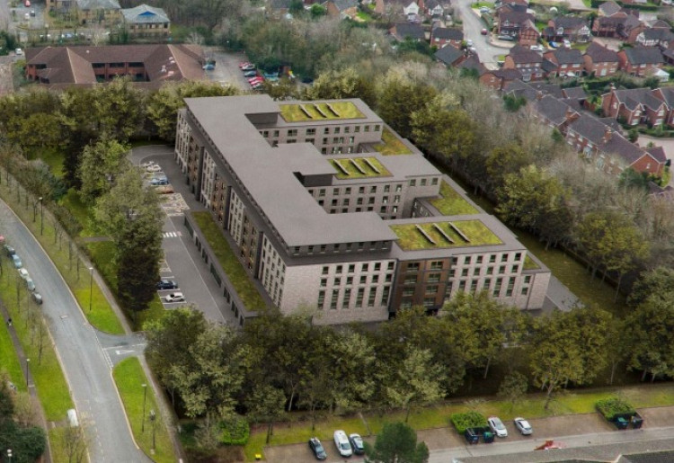 If approved the scheme would replace a 'dated' 1980s office block with student accomodation (image via planning application)