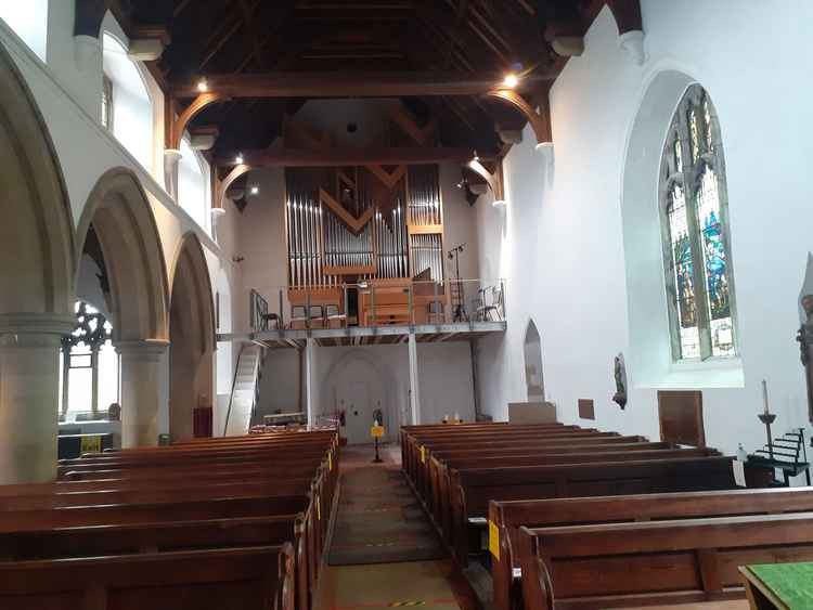 The church organ at St Mary's during the final stages of installation