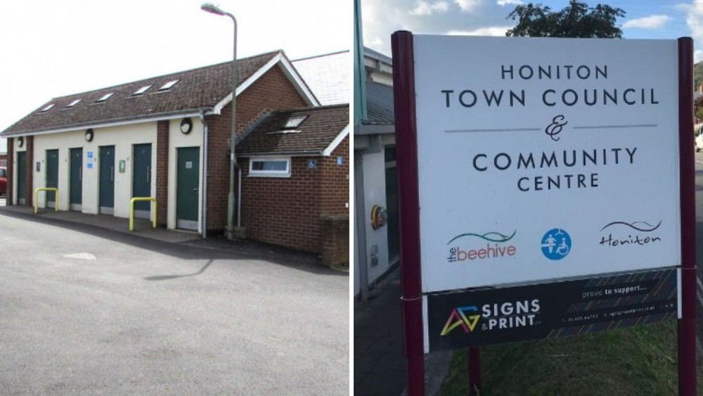 L: King Street toilets (Credit: King Street public toilets, Honiton cc-by-sa/2.0 - © Jaggery - geograph.org.uk/p/5486851. NB: The photo is copyrighted but also licensed for further reuse.) L: Honiton Town Council