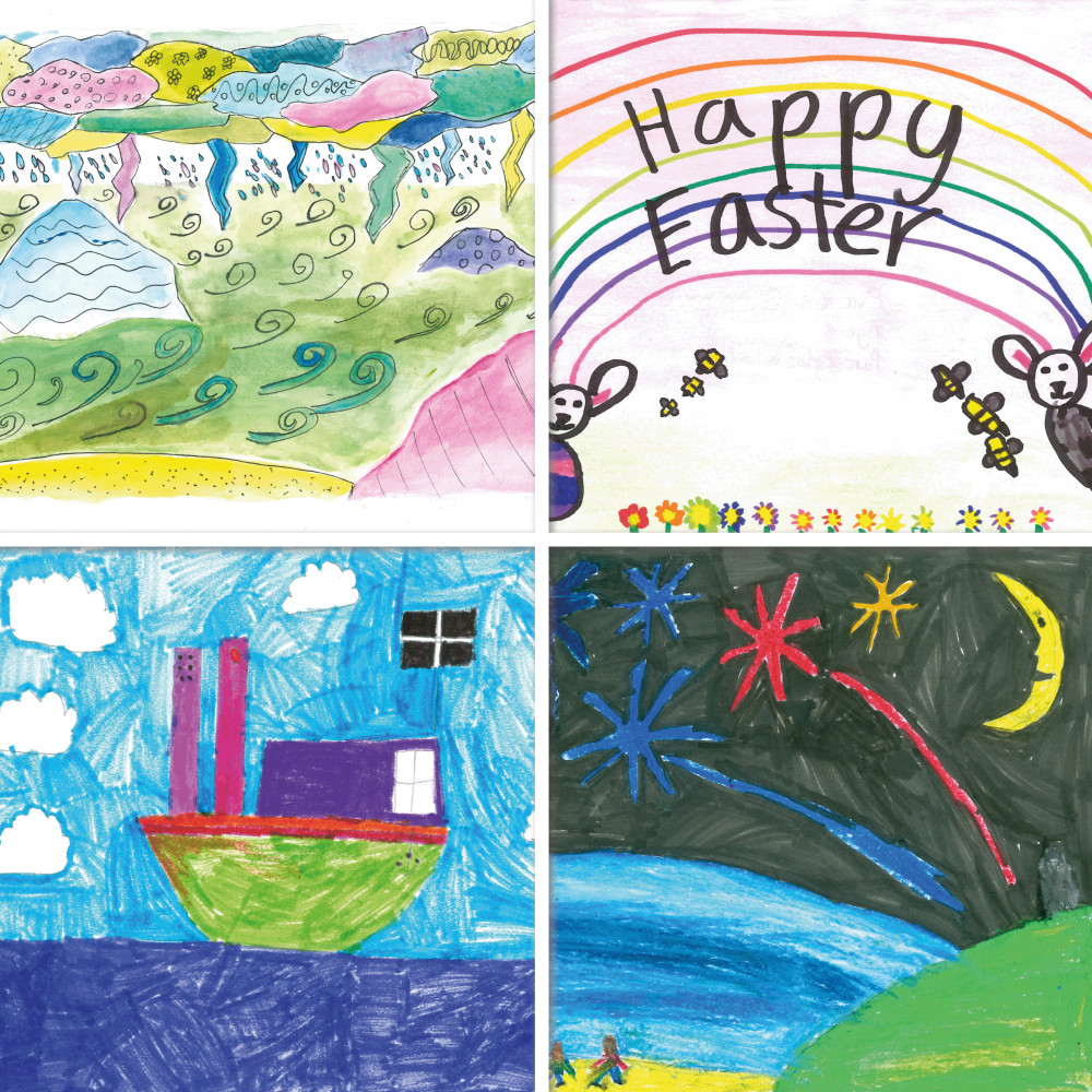 A collage of some standout drawings from children at Parc Eglos and other local schools