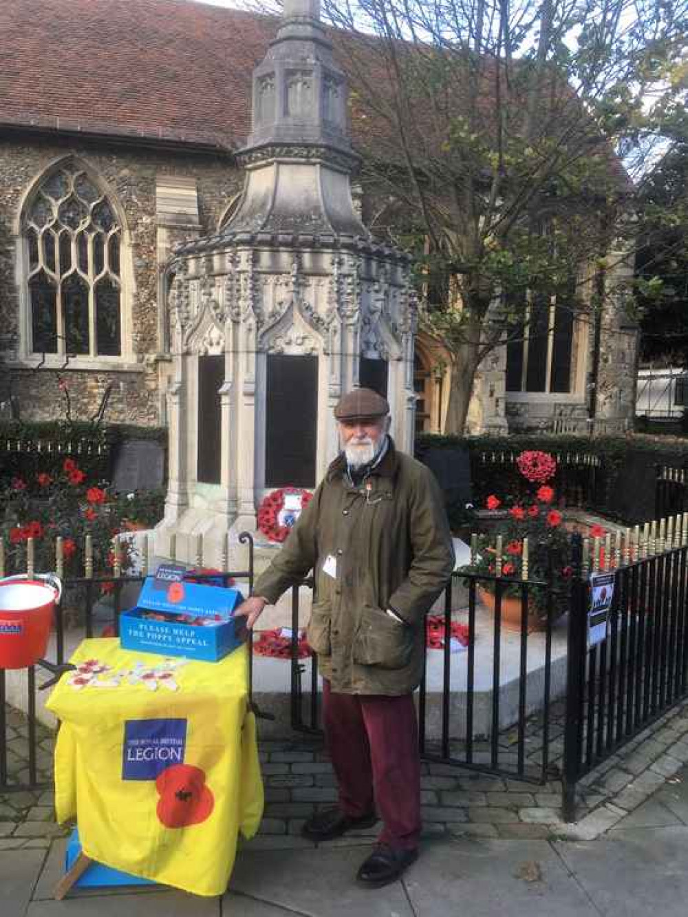 Douglas Scurrey has been selling poppies in Maldon for 20 years