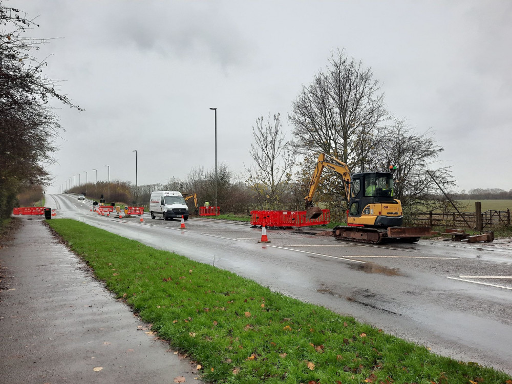 Traffic lights on the A606 bypass