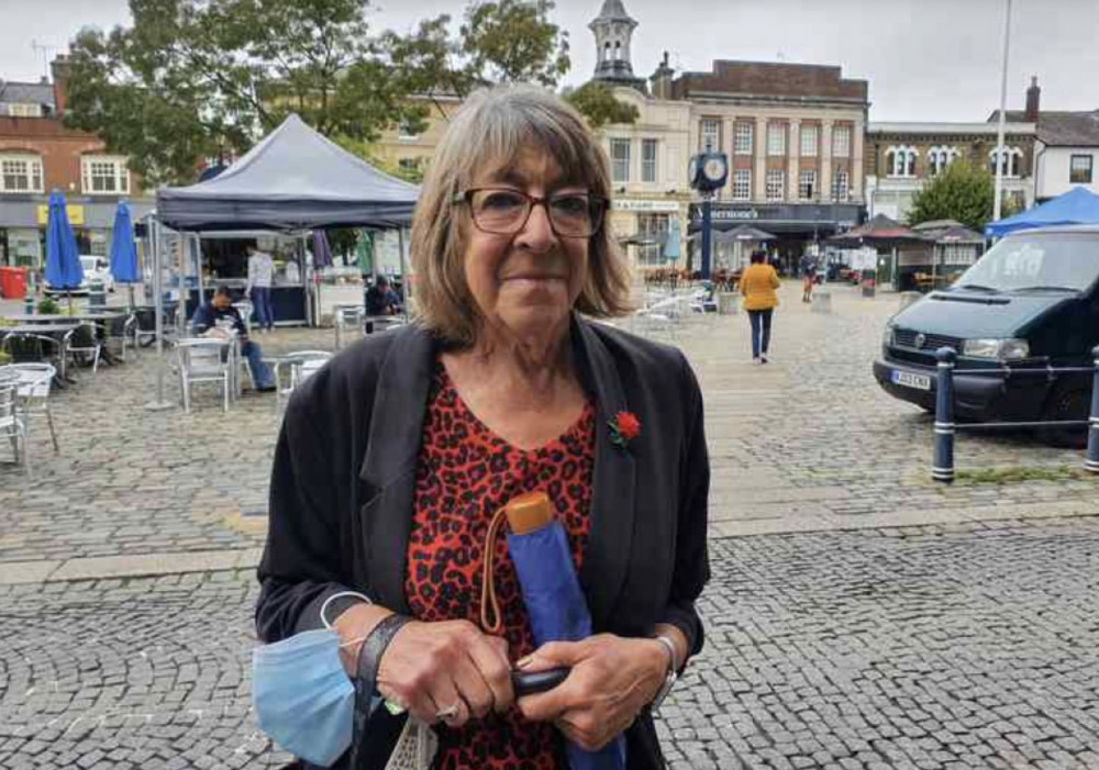 RIP Judi. PICTURE: The wonderful Judi Billing in Market Place during lockdown. CREDIT: Layth Yousif 