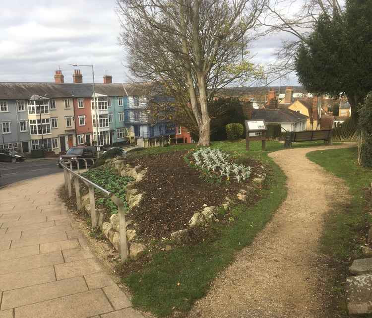 The gardens, with the old Union Workhouse in the background