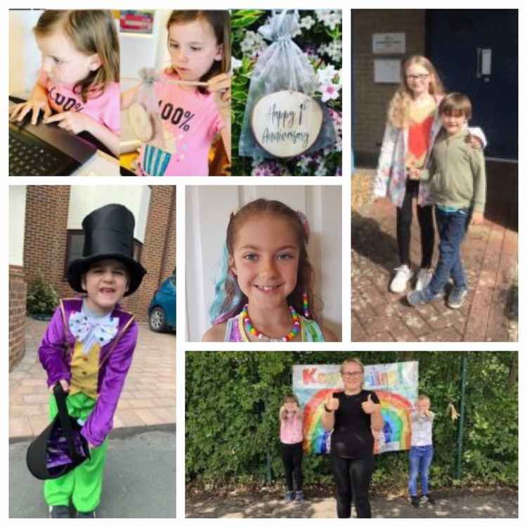 From top left, clockwise: Saskia Openshaw, Isabella and Luca Flain, Emily Johnson, Ethan Bonner and (centre) Caitlin Pease.