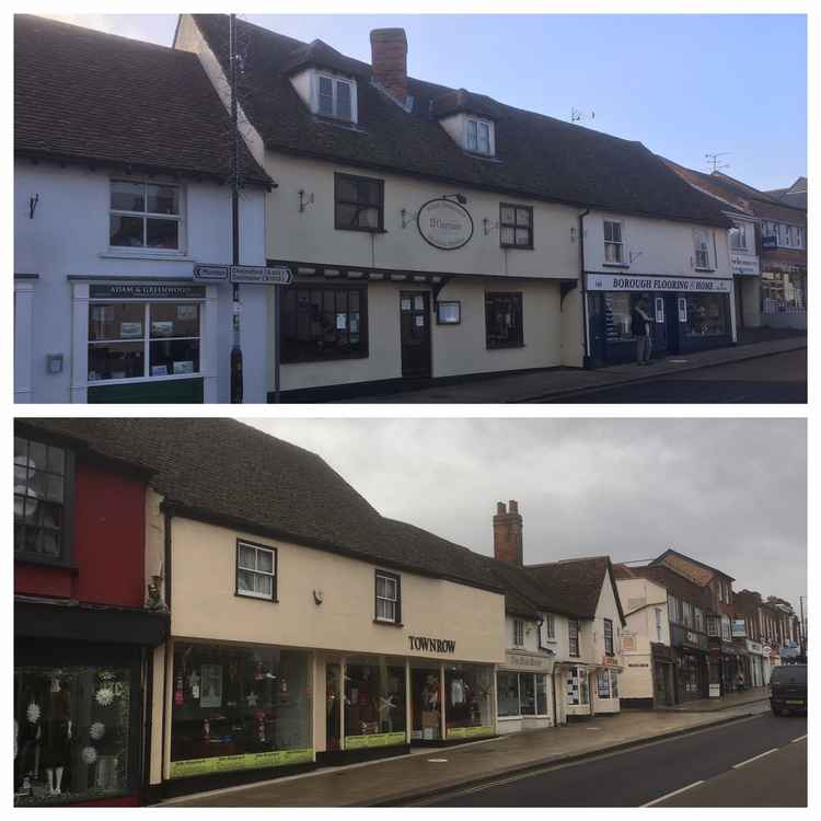 Townrow and El Camino - surviving Tudor frontages