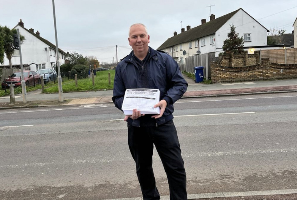 Mark Hurrell with the petition handed over last night. 