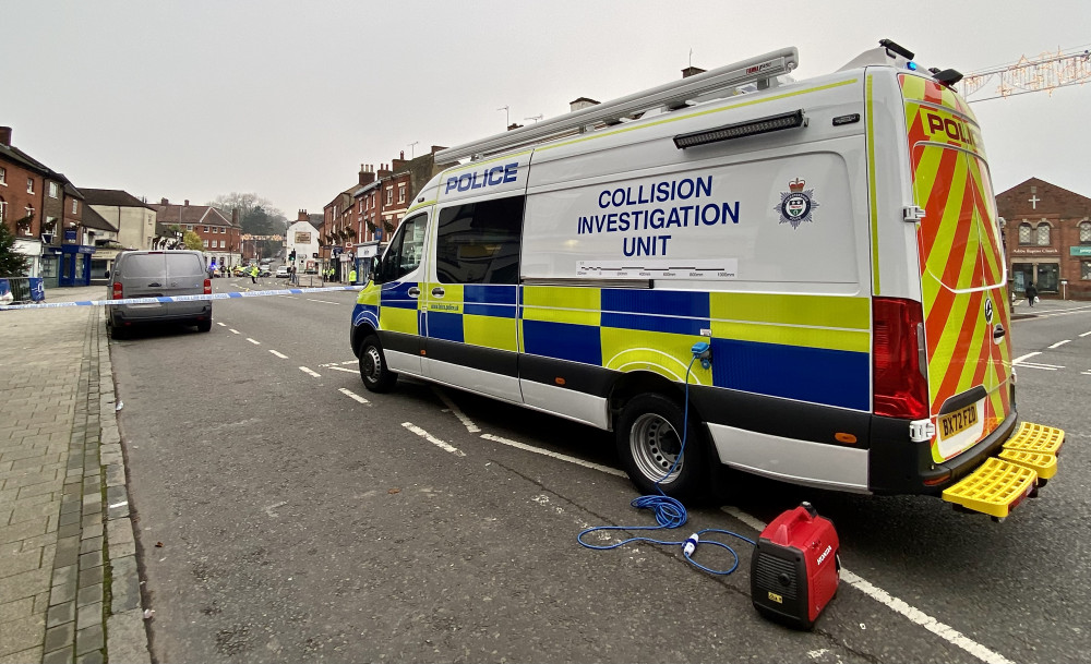 A number of police vehicles were at the scene of the incident in Market Street. Photo: Ashby Nub News