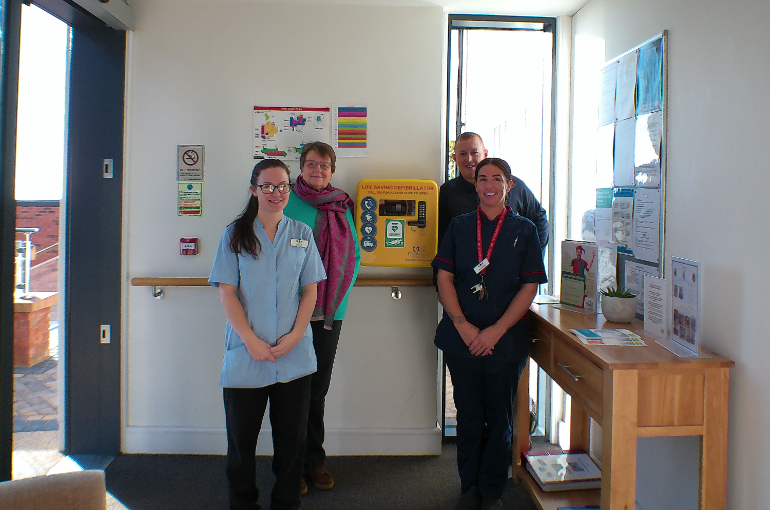 Photo from left to right: Team Leader Chelsie Nicholson, Trust Chairman Mrs Suzanne Cook, Maintenance Assistant Chris Crawford and Health Care Assistant Dana Cowin.