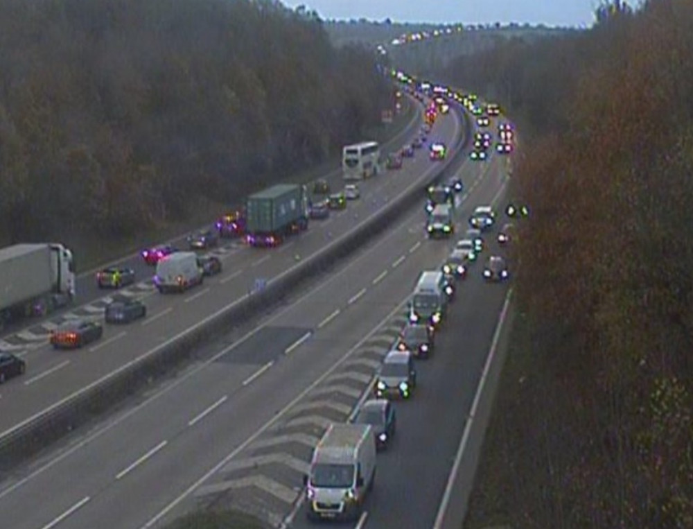 Delays on A14 near Wherstead junction (Picture from Traffic Cam)
