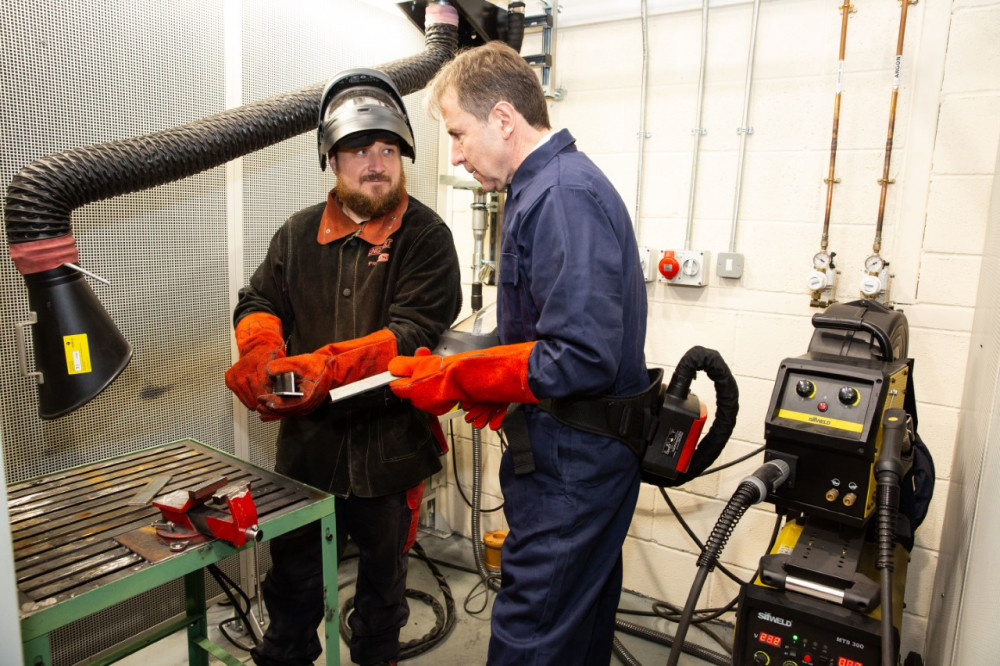 Metro Mayor Dan Norris and Ian Penney (Welding Lecturer) at Bath College